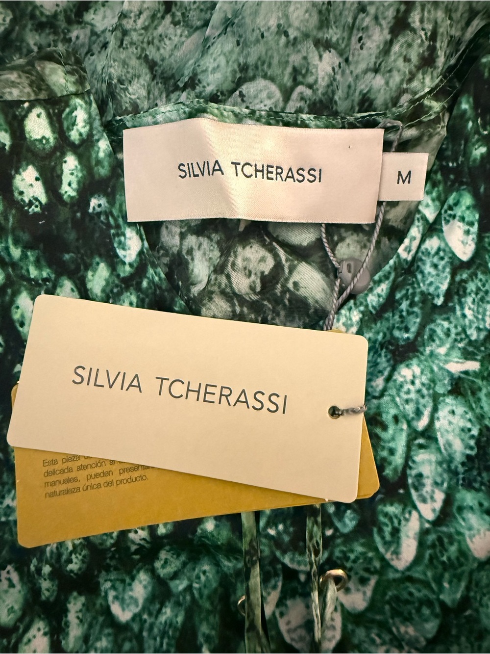 Silvia Tcherassi Green Snake-Print Bell Sleeve Tunic - Medium - NWT - Picture 2 of 7